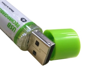 2 батарейки типа АА, ЗАРЯЖАЕМЫЕ от USB, 1450 мАч.