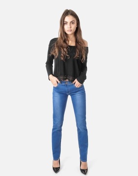 Spodnie Damskie Jeansy Niebieskie ze Streczem Dżinsy Wysoki Stan BS 108 cm