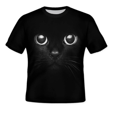 ФУТБОЛКА ЧЕРНАЯ КОШКА М МОДНАЯ ЙОГА С 3D ПОЛНОЙ ПРИНТОМ