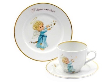 118 PAMIĄTKA 1/3 W dniu urodzin ANIOŁEK PORCELANA