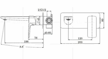 фото ориг. №3, Washbasin faucet wall-mounted gold royal modern