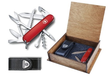 VICTORINOX HUNTSMAN 1.3713 + etui DREWNO GRAWER RR