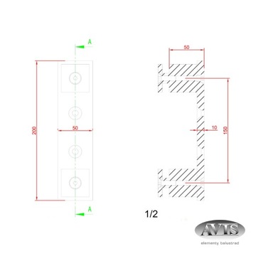 Uchwyt do szkła , Balustrada Aluminium - CZARNY