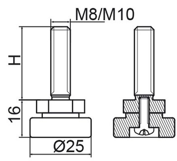 fi 25 РЕГУЛИРУЕМАЯ НОЖКА M-10X40 - 100 шт.