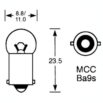 T4W M-Tech BA9S Лампа 4 Вт 12 В