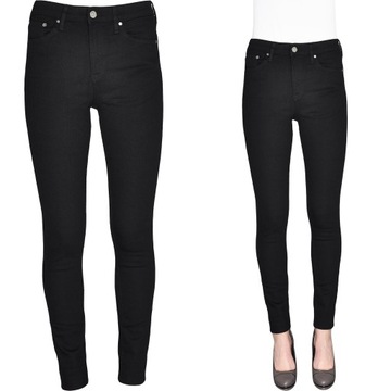 H&M Damskie Spodnie Czarne Jeansy Jeans Rurki Low Waist Regular L 31/32