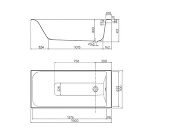 КРУГЛАЯ ПРЯМОУГОЛЬНАЯ ВАННА REKORD 150 x 70 см XWP1650