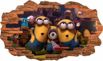 MINIONKI 3D Dziura - naklejki ścienne 100x60