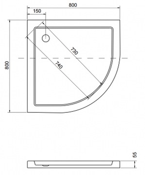 Кабина EASY CLEAN 80x80, 1 створка, душевой поддон SLIM