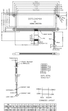 ART LCD графический 240x64-A COG LED K/W 3.3V