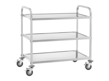 WÓZEK TRANSPORTOWY HOTELOWY 3 PÓŁKI 3x50kg INOX