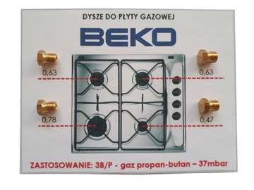 Dysze Beko do płyty kuchenki na gaz propan-butan