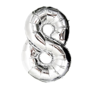 Balon Foliowe Cyferki Foliowy Cyfra 8 Srebrna 40cm