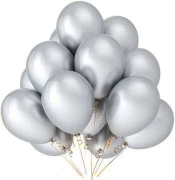 Balony Srebrne Chrzest Party Wesele Urodziny 25szt