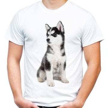 Koszulka z psem husky syberyjskim pies t-shirt L