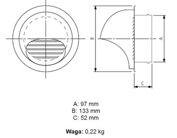 Вентиляционная решетка воздухозаборника/выпуска 100 мм с каплесборником