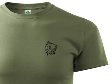 SUPER KOSZULKA WĘDKARZA T-SHIRT KHAKI NADRUK KARP