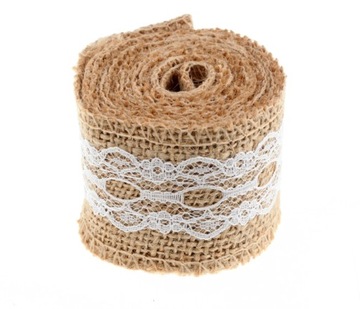J2 TAŚMA WSTĄŻKA JUTOWA KORONKA 5cm JUTA 2m