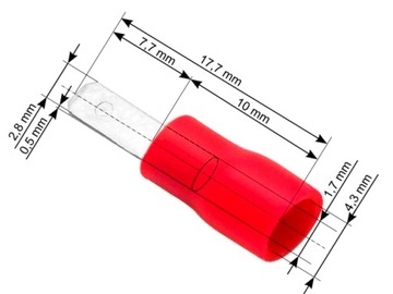 Konektor izol. płaski męski 2,8/0,5 10szt (43-028#
