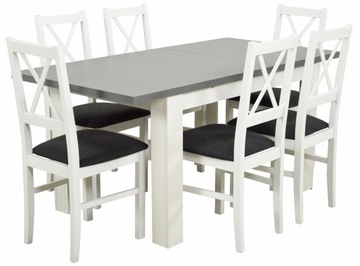 Серые стулья белый стол