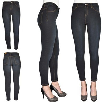 Mango Damskie Czarne Spodnie Jeansy Rurki Jeans Super Skinny Bawełna XS 34