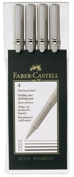 CIENKOPISY Ecco Pigment Faber-Castell 4szt 0,1-0,7