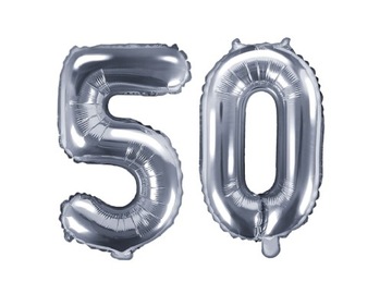Balony 50 srebrne na Urodziny 35cm FB10M-50-018