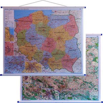 POLSKA MAPA ŚCIENNA ADMINISTRACYJNA I DROGOWA 2024