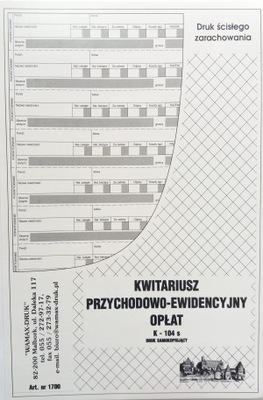 Kwitariusz przychodowo-ewidencyjny opłat K-104s