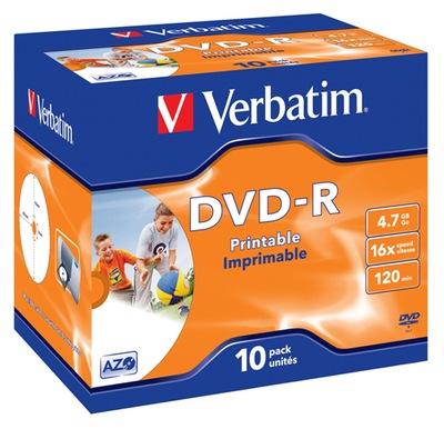 VERBATIM DVD-R PRINTABLE jewel case 10 DO NADRUKU