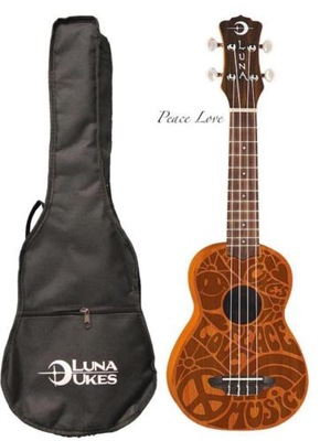 Luna Mahogany Peace Love ukulele sopranowe + bag