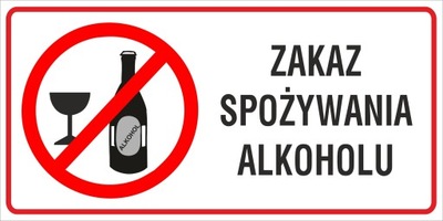 naklejka INZ14 zakaz spożywania alkoholu 10x20 cm