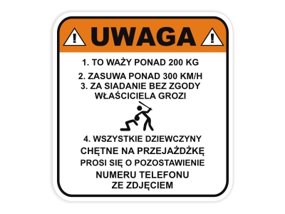 Naklejka Na Motor Motocykl Skuter Uwaga