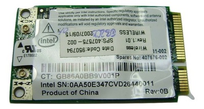 Intel karta WiFi HP nx7300 nx7400 nc8430 nw8440