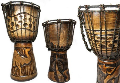 Bębenek Bongos Djembe Drewno Instrument Bęben 30cm
