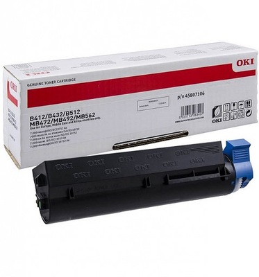 Originálny toner 45807106 pre OKI B412 B432 B512 MB472 MB492 MB562 7K