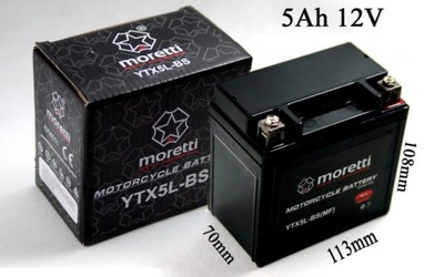 BATTERY ZELOWY 12V 5AH YTX5L-BS MORETTI ISO - milautoparts-fr.ukrlive.com