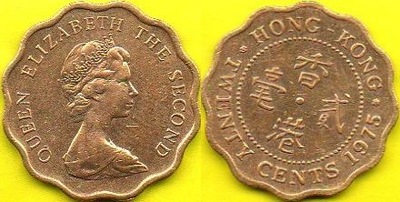 Hong Kong 20 Cents 1975 r.