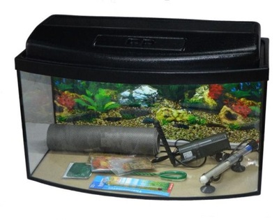 ZESTAW AKWARIUM 23l OWALNE 40x25x25 WYPOSAŻENIE
