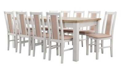 Masywny stół 90/200/250 z 10 krzesłami