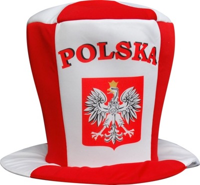 Cylinder Kibica Polska Czapka biało-czerwona Godło