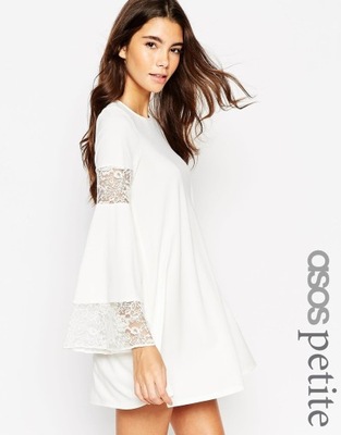 ASOS mini zwiewna sukienka z koronką M 38