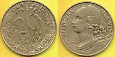 Francja 20 Centimes 1968 r.