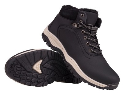 BUTY ZIMOWE MĘSKIE TREKKINGOWE CZARNE OCIEPLONE 44