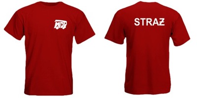 Koszulka czerwona t-shirt STRAŻ MDP roz. 110-122 Flex