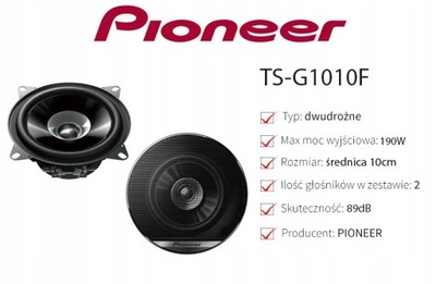 PIONEER TS-G1010F GŁOŚNIKI 2 STOŻKI 30W-190W 10 cm