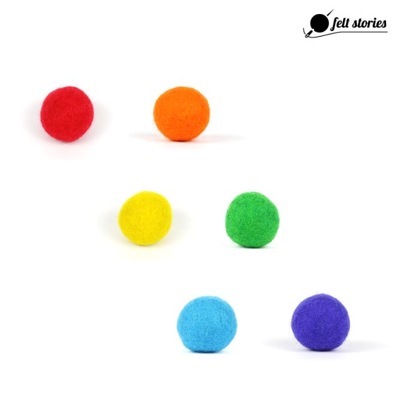 6 kulek filcowych w kolorach tęczy 2 cm