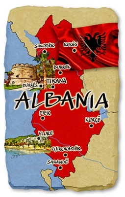 ALBANIA MAPKA FLAGA magnes na lodówkę kamień 460