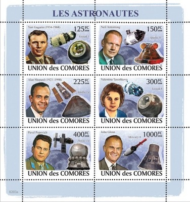 Kosmonauci Gagarin kosmos Komory ark. #CM8203a