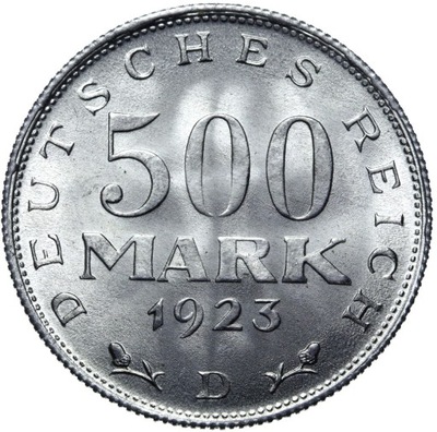 Niemcy - 500 Marek 1923 D - MENNICZA Z ROLKI